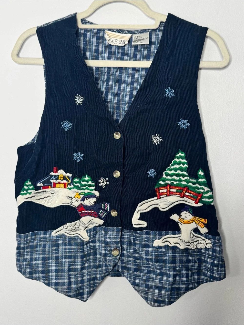 Vintage snowman/winter vest size small